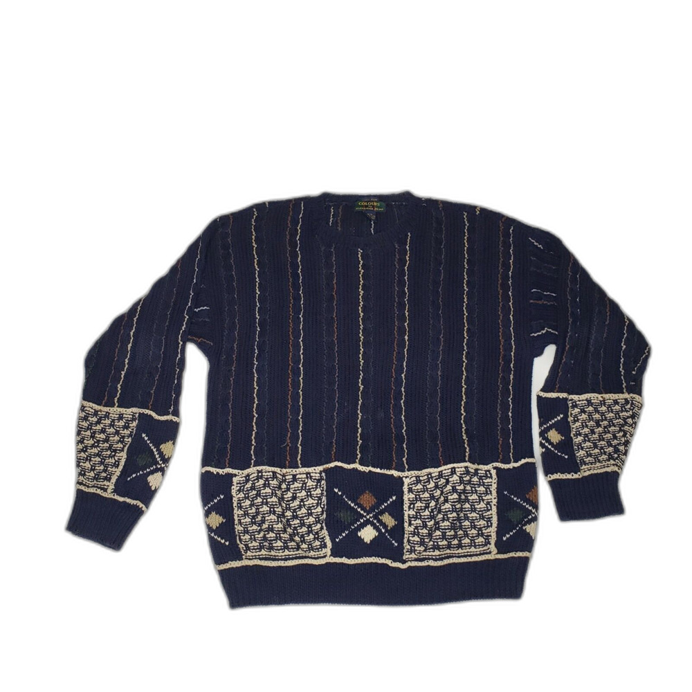 Vintage Colours By Alexander Julian Hand Knit, Stripes, Sweater, Y2K Size M